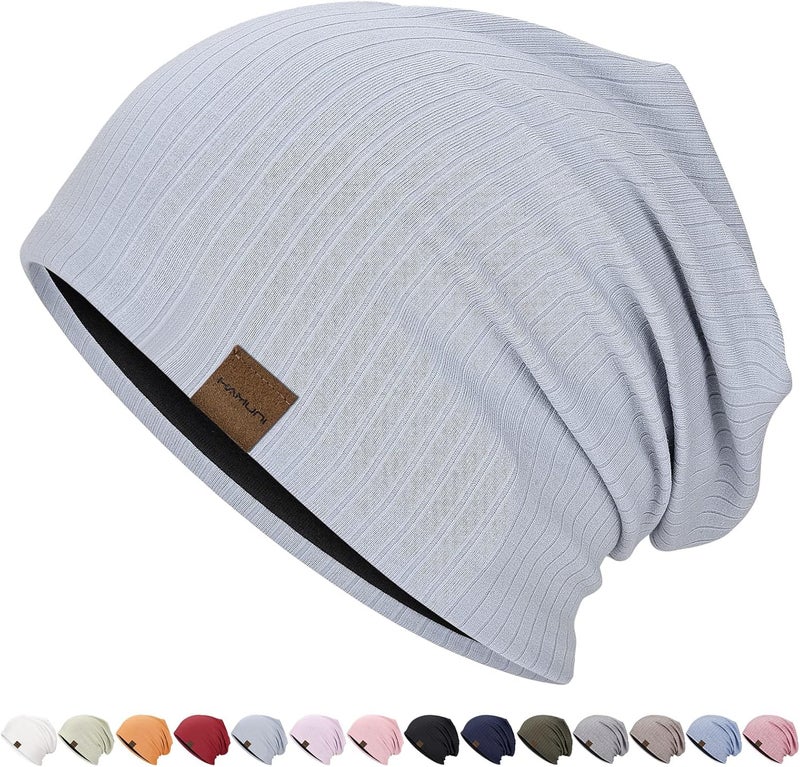 HAMUNI Slouchy Beanie for Men Women Soft Lightweight Running Beanie Hat Chemo Cap Skull Cap - Image 1